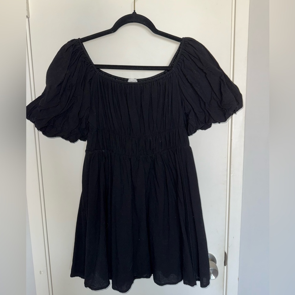 Black Puff Sleeve Mini Dress